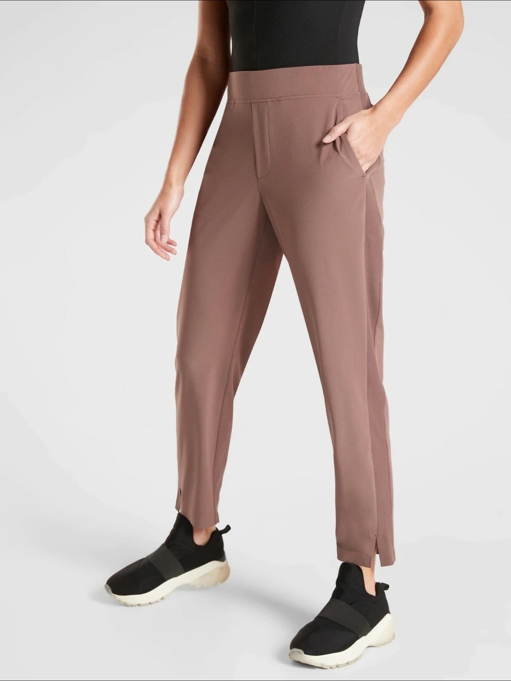 Athleta Brooklyn Mid Rise Tapered Ankle Pant in Mineral Brown